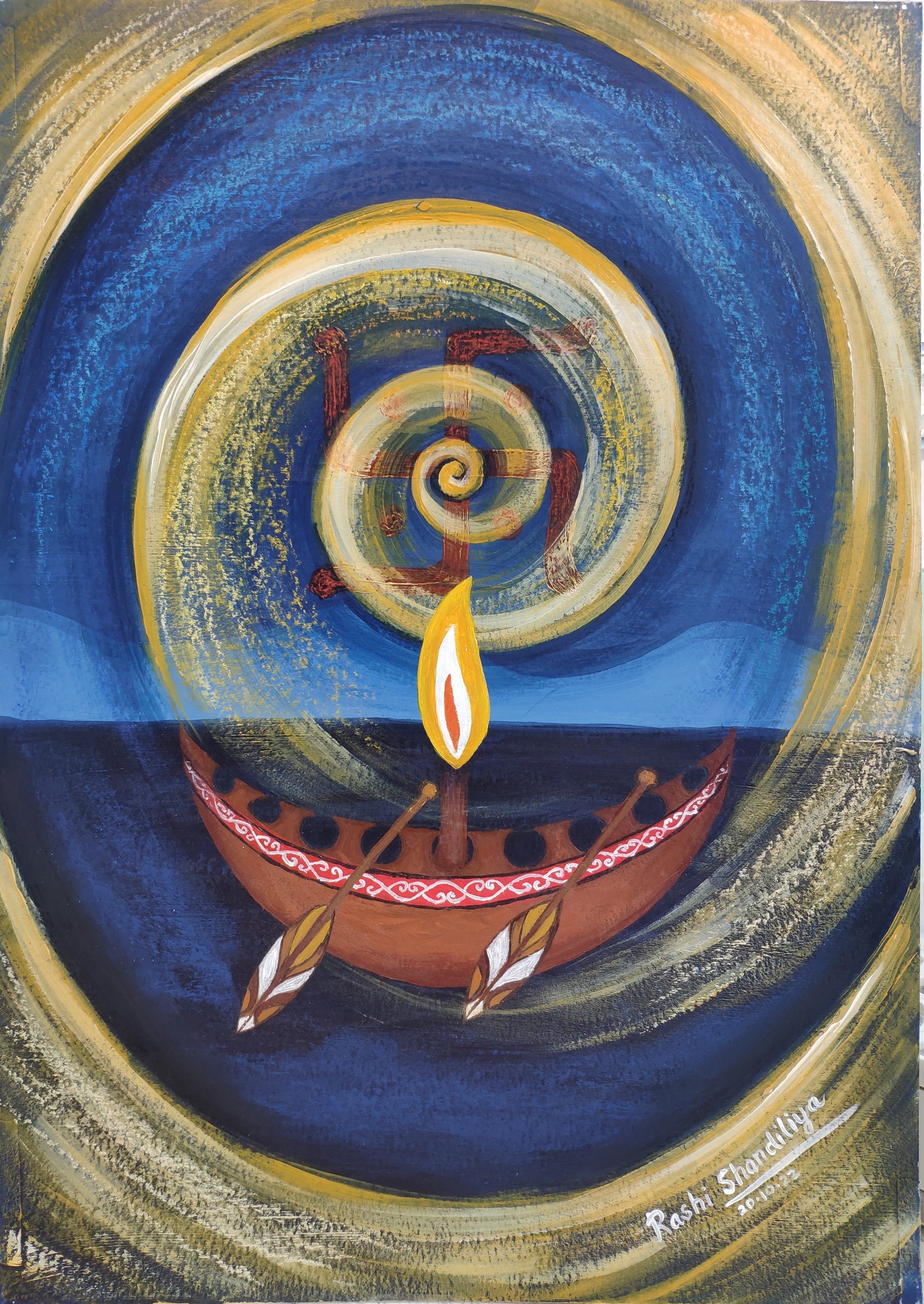 Burning DiyaAmalgamation of the two cultures in the light of Prosperity, knowledge, and HopeBurning Diya